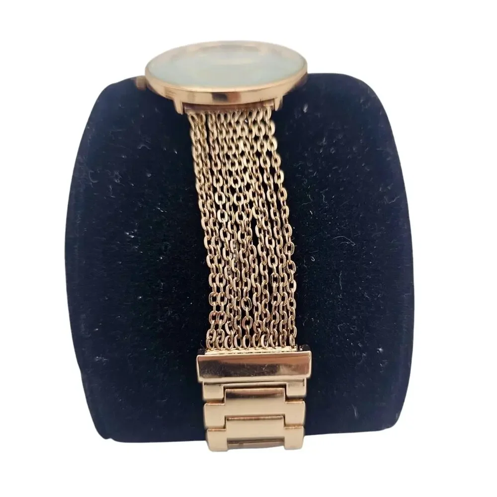 Strata Watch Women Rose Gold Tone Chain Bracelet And Clear Crystals